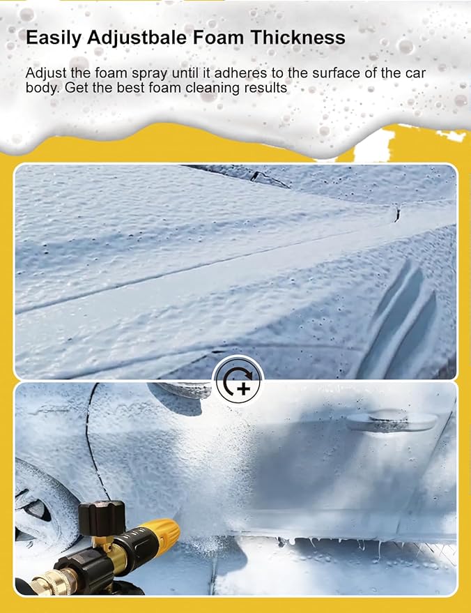 BOSEA Foam Cannon with Pressure Washer Tips and Nozzle Holder, 4000PSI Car Wash Snow Foam Cannon (Wide Mouth) with M22 and 1/4" Quick Connector,1L Bottle
