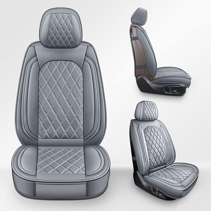 MIROZO Ram Seat Covers,Waterproof Truck Seat Covers Fits for 2009-2025 Dodge Ram 1500 2500 3500 Crew Quad Regular Cab Pickup Cushions Compatible with Split Bench 40/60(Gray,Full Set Flat Back)