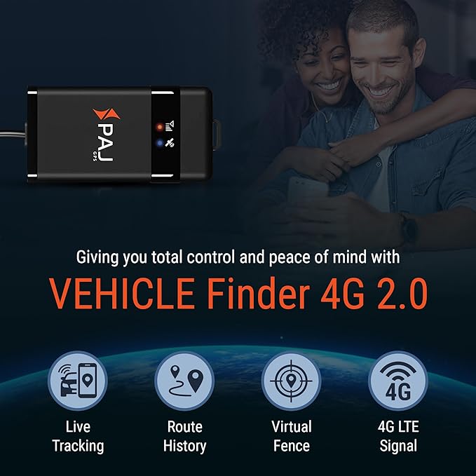 PAJ GPS Vehicle Finder 4G 2.0 - Real-Time GPS Tracker Device for Car, Motorcycles, Trucks, Bike - Direct Connection to Vehicle Battery (9-75V) - Tracking Devices with Alerts - Subscription Required