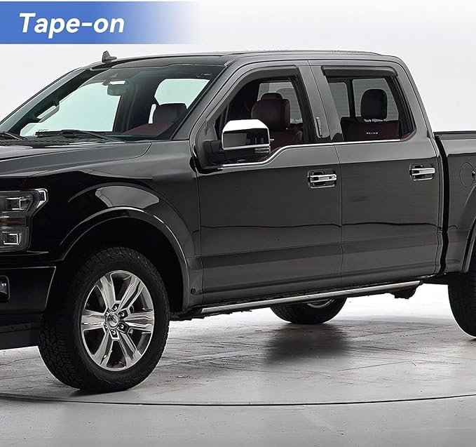 Window Visors Rain Guards for 2015-2025 Ford F150 SuperCrew, Out-Channel Sun Rain Shades Window Vent Deflectors for 2017-2025 F-150 Raptor F250 F350 F450 F550 Super Duty Crew Cab, for Full-Size Cabs