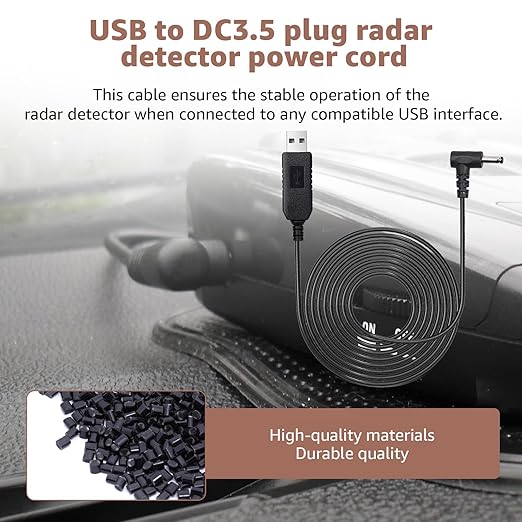 USB to DC3.5 Radar Detector Power Cable,USB C 5V-12V Power Cord Compatible with Cobra RAD 480i,350,380,Uniden DFR1,DFR3,DFR5,Whistler & Radenso Radar Detectors