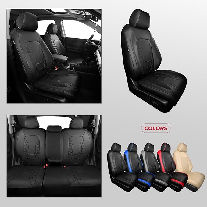 FREESOO Seat Covers for Honda CRV, Custom Fit Seat Covers Full Set, CRV LX EX EX-L Sport Touring Special Edition Trailsport Hybrid & Gas 2023 2024 2025 2026, Luxury Leather Car Seat Cover, Black
