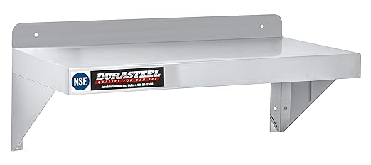 DuraSteel Stainless Steel Wall Shelf - 24" Wide x 12" Deep Commercial Grade - NSF Certified - Industrial Appliance Equipment (Restaurant, Bar, Home, Kitchen, Laundry, Garage and Utility Room)