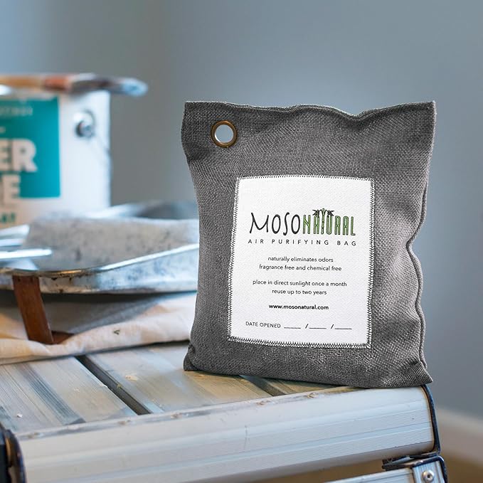 Moso Natural Air Purifying Bag 500g (3 Pack) Premium Bamboo Charcoal Odor Absorber for Home, Bedroom, Kitchen, Basement | Unscented Pet Odor Eliminator | Large Charcoal Deodorizer Bag Covers 250sqft
