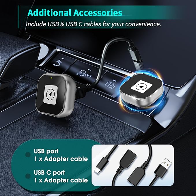 Wireless CarPlay Adapter for iPhone - Mini USB Design, Plug & Play, Auto Connect,Convert Wired to Wireless CarPlay in Seconds, iOS 10+ Compatible (2025 Upgrade) for Cars 2016+(Silver)