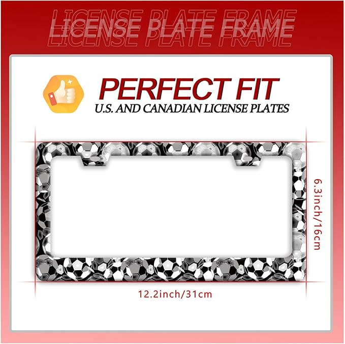 Personalise Soccer Ball Pattern License Plate Frame Funny License Plate Auto Accessories License Plate Holder 6x12 Inch
