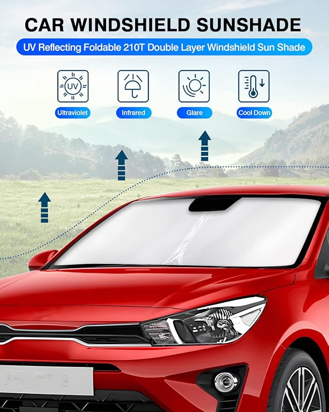 KUST Windshield Sun Shade for Kia Rio 2018-2023 Window Shade Sun Visor Cover Foldable Blocks UV Rays Keep Your Car Cooler