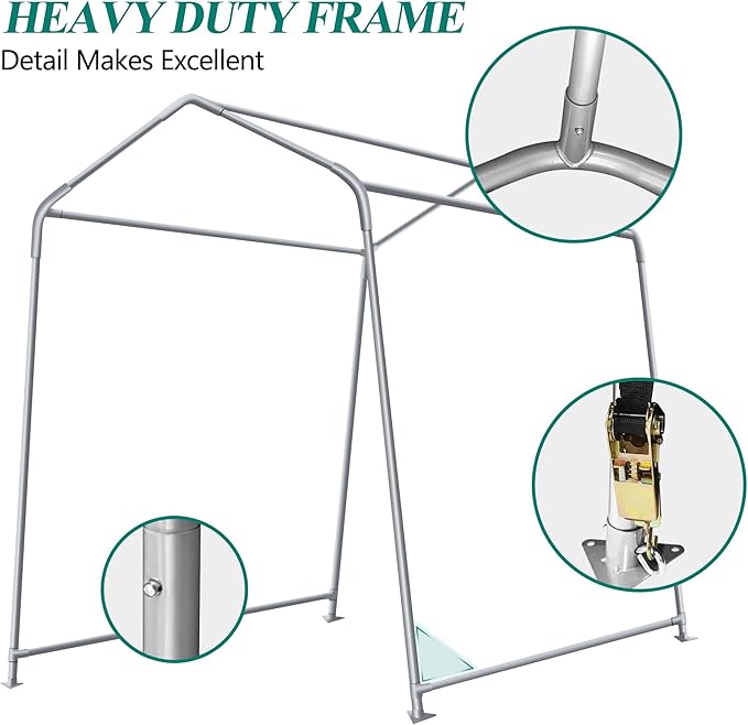 6' x 7' Outdoor Storage Shelter Shed- Heavy Duty Storage Tent with Roll-up Ventilated Windows, Portable Garage Storage shed for Bike, ATV, Motorcycle Shelter, Gray