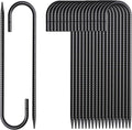 Rebar Stakes 16 Inch 20 Pack J Hook Ground Stakes Heavy Duty Tent Stakes Chain Link Fence Stakes with Chisel Point End Galvanized Steel Ground Anchors Metal Spikes Black Coated