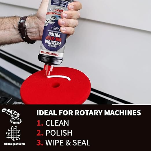 menzerna "Premium One Step Gelcoat Polish" 32oz I Marine Compound to Remove Scratches & to Provide a Glossy Finish I Boat Polish for Outstanding Brilliance I Heavy & Medium Cut + Finish All in one