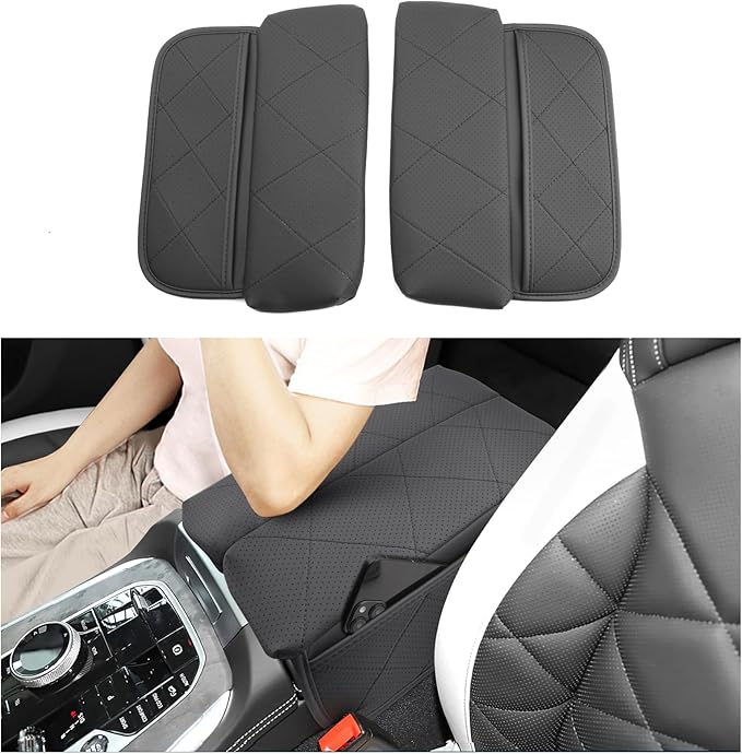 SXCY for 2024 2025 2026 BMW X5/X6/X7 Armrest Cover [Thicken Pad] 2019-2024 2025 2026 X5 Center Console Cover for 2024 2025 2026 BMW X5 Console Cover 2024 2025 2026 X5 Accessory (Add-pad with Pockets)
