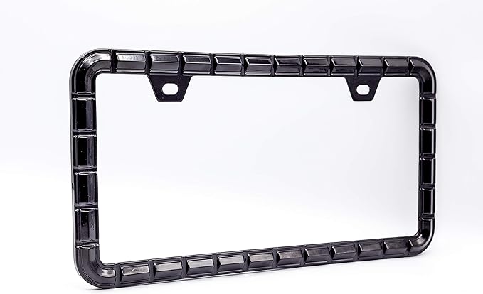 3D Chrome License Plate Frames, Pure Zinc Alloy Metal (Chain Pattern with Black Color)