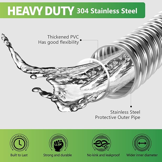Sunfiier Short Garden Hose 5 Ft – Extension Leader Hose-304 Stainless Steel Water Hose, Flexible Small Extender Hose for Garden, Outdoor Use (5 FT)