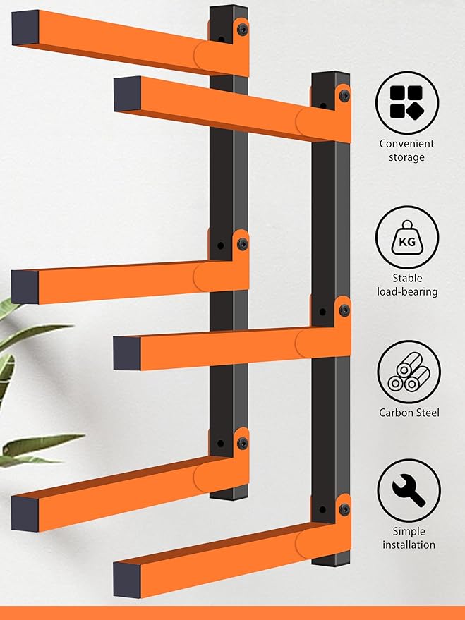 Caliee lumber Storage Rack Wall Mount, 3-Tier Garage Storage Organizer Holds Up to 1400 lbs, Lumber and Tool Rack for Garage, Basement, Workshop, Rustproof & Space-Saving Design (2)