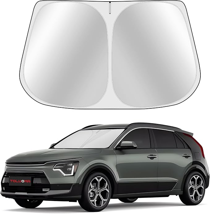 Custom Fit Windshield Sun Shade for Kia NIRO 2017-2025 - Full Coverage, 210T Reflective Fabric, Double-Layer Design - Blocks 99% UV Rays, Keeps Car Cool, Easy to Install and Store