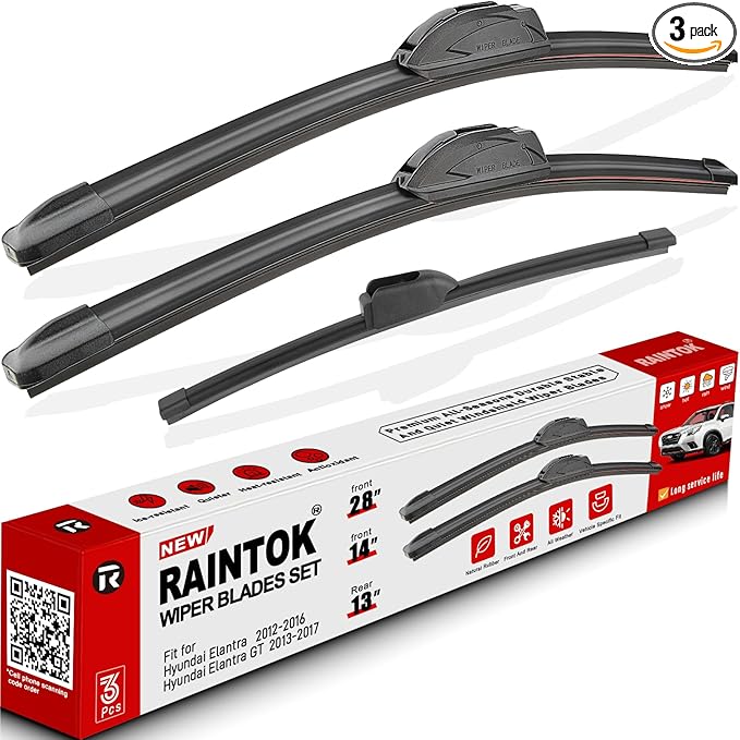 Windshield Wiper Blades Replacement for Hyundai Elantra 2012-2016 / Hyundai Elantra GT 2013-2017 Original Factory Quality Front Rear Wipers Blade Set for My Car - 28" 14" 13" (Pack of 3)