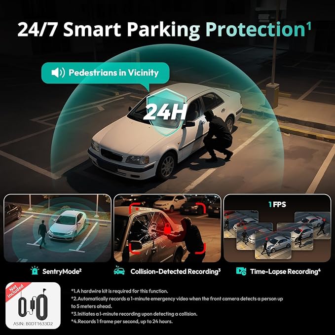 4K 3 Channel Dash Cam Front and Rear/Inside, 360°Dash Camera with 3.18" Touch Screen, Night Vision Dashcam, Built-in GPS, 5.8G WiFi, Voice Control, 24/7 Parking Mode Car Camera, Free 128GB Card