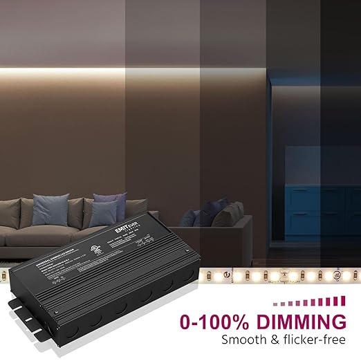 EMITEVER Dimmable Led Driver, 600W AC 110V-277V to DC 24V Transformer, 5-in-1 Dimming: ELV/MLV/TRIAC / 0-10V / 1-10V / 10V PWM/Potentiometer, Waterproof IP67 and UL Listed