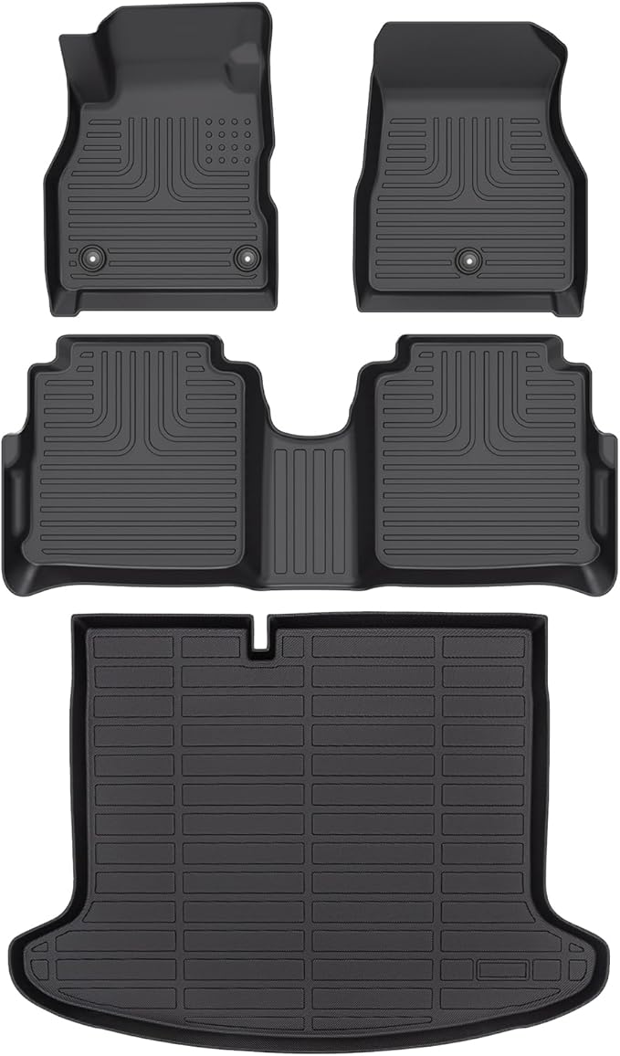 Wayhigh-All Weather Floor Mats & Cargo Liner Set for Nissan Kicks 2018-2024,Custom Fit TPE Car Mats Waterproof Heavy Duty Rubber Floor Liners Kicks Accessories