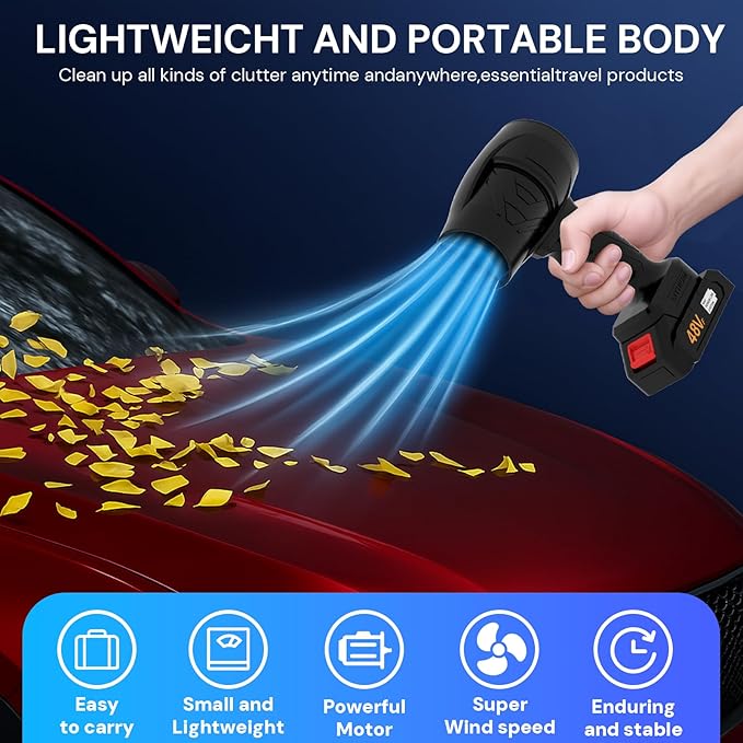 Turbodry 13000RPM Cordless Car Dryer & Turboglass Blower – Dual Batteries, Fast Charging, Lightweight Air Blower for Patio Lawn Care Blowing Leaves Dust Snow Cleaning Camping Automotive