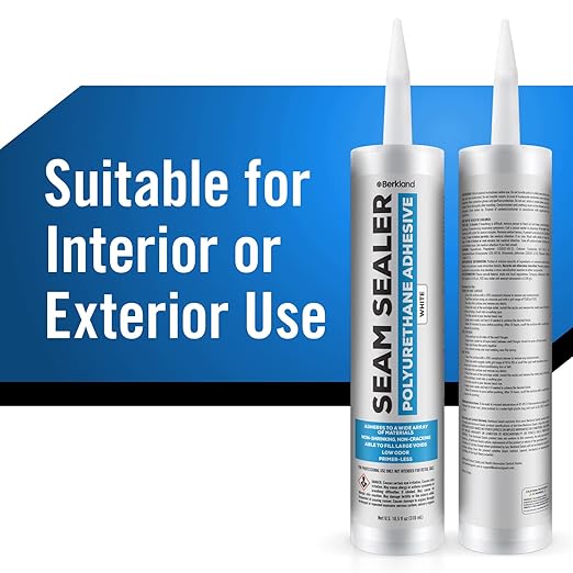 [2 Pack] Polyurethane Seam Sealer Automotive Compound Kit - Durable & Flexible Auto Body Filler - Seam & Joint Compound for Bare or Painted Surfaces - Automotive Seam Sealer White - RV Roof Sealant