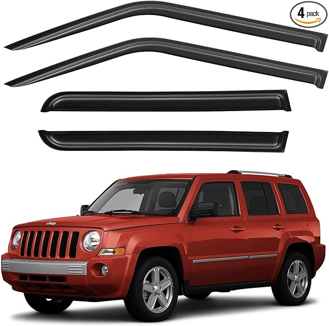 Window Visors Rain Guards Shield for 2007-2018 Jeep Patriot, Out-Channel Window Vent Wind Deflectors Visors Shades for 07-18 Patriot