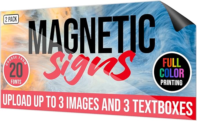 2 Pack, Personalized Magnetic Signs for Vehicles, Custom Car Magnets for Businesses, Customized Full Color Magnetic Truck Signs, 12x24 Car Magnet Signs (Design E)