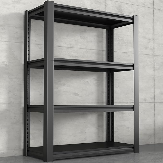 Storage Shelves,Small Shelves Unit and Storage,4 Tier Metal Shelf with Adjustable Shelves,Metal Storage Racks Heavy Duty Load 2000lb,Warehouse,Basement,Black