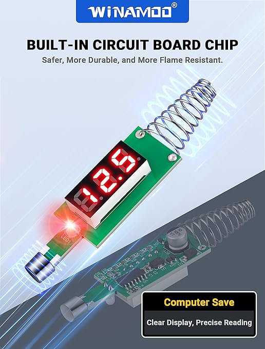 Upgrade Automotive Test Light with 3-80V LED Digital Voltage Display, Auto Circuit Tester with Voltmeter & Extra Probe, Electric Test Pen w/Dual Color Polarity Indicate for Car Fuse DIY Testing