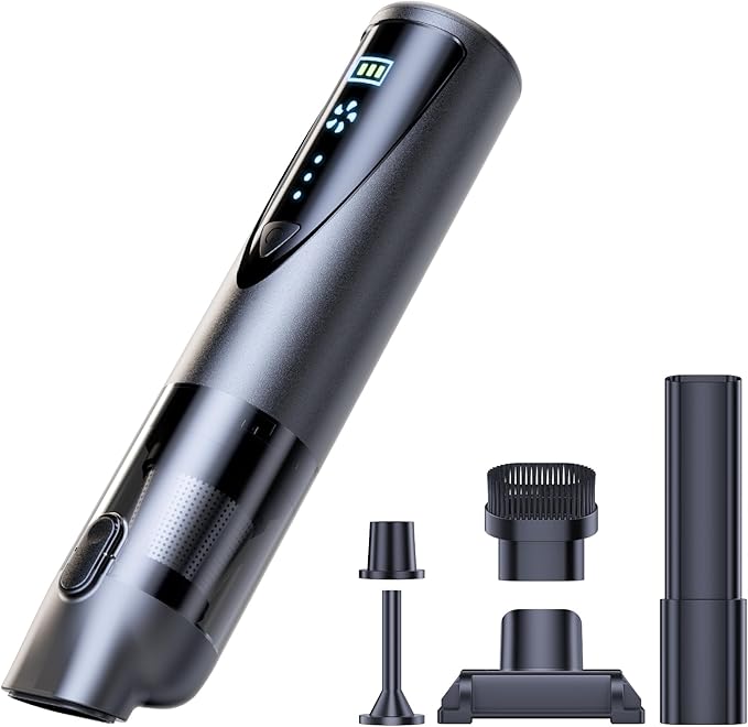 Rendoo Cordless Car Vacuum Cleaner - Portable Handheld Vacuum with Strong Suction, Wet/Dry Mini Vacuum for Car Detailing, Rechargeable Auto Vacuum with Detailing Kit