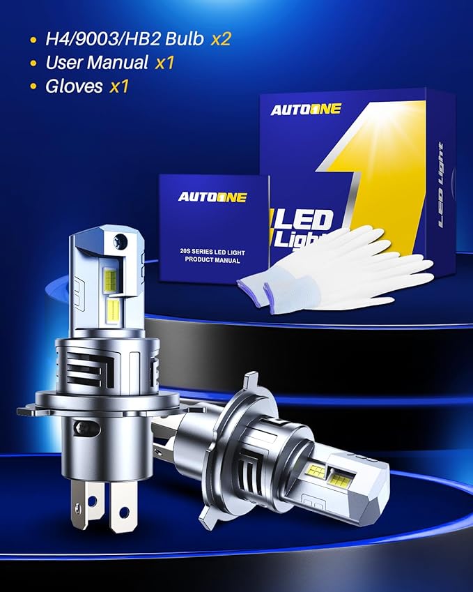AUTOONE Upgraded H4/9003/HB2 Fog Light Bulbs, 32000LM with Fan, H4 Fog Bulb Halogen Replacement, 6500K White Quick Installation, Pack of 2
