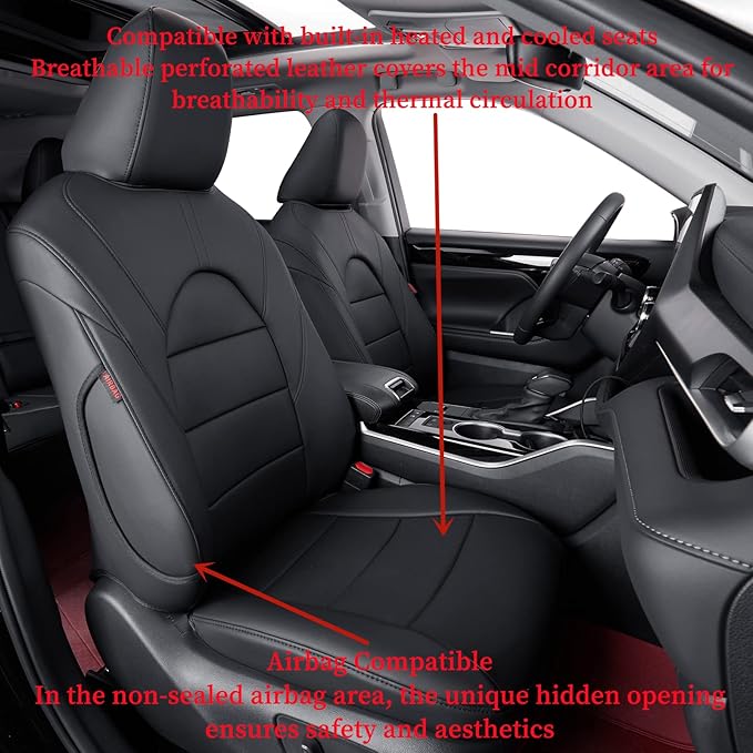 coverdream Camry Seat Covers Custom Fit for 2018-2024 Toyota Camry L LE SE SE Nightshade,Full Coverage Waterproof Leatherette Car Seat Protector (Full Set,Black)