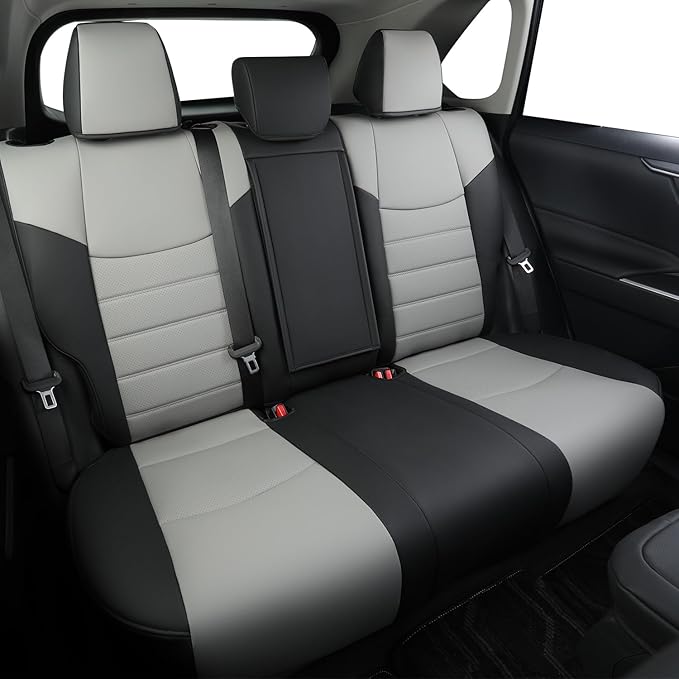 RISINGSTAR Rav4 Hybrid Seat Covers, fit 2019-2025 Toyota Rav4 Hybrid LE,XLE,Woodland Edition,XLE Premium,Limited, Not for XSE/SE/Plug-in(Black&Gray)