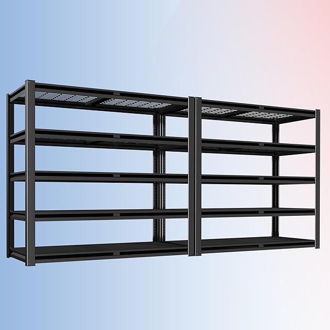 PrimeZone 72" H X 48" W X 18" D Heavy Duty Garage Shelving 5 Tier 2500 LBS Storage Shelves Adjustable Industrial Metal Wire Shelf Unit for Garage,Basement,Pantry,Warehouse,Commercial 2Pack