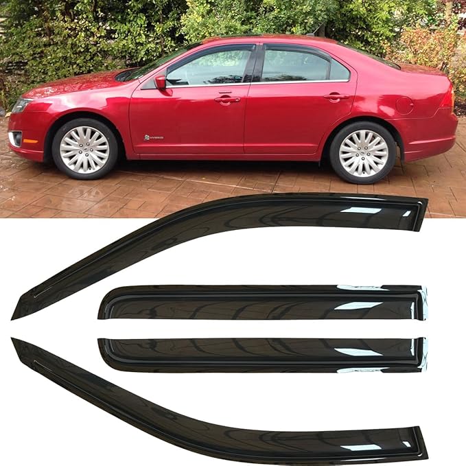 4pcs Shatterproof Outside Mount Style Sun Rain Guards Side Window Wind Deflectors Vent Window Visors for 06 Lincoln Zephyr 07-12 Lincoln MKZ 06-12 Fusion 06-11 Mercury Milan 94550
