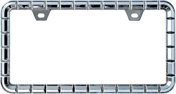 Creathome 3D Chrome License Plate Frames, Pure Zinc Alloy Metal with Chain Patterned