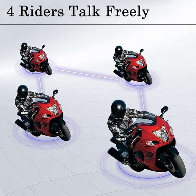 V4 Plus Motorcycle Bluetooth Helmet Intercom Headset, 4 Rides Group Communication System for Motorcycling Soccer Referees Skiing ATV/Off Road (4 Pack)