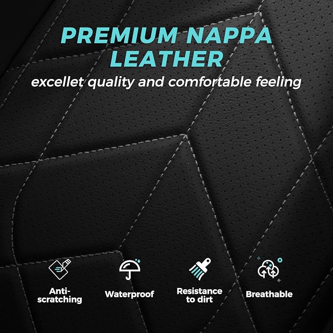 for Honda CRV Seat Covers Custom Fit 2017-2022 EXL EX LX Sport,Touring,Hybrid - Luxury Waterproof Leather Car Seat Covers Full Set - BlackGrey