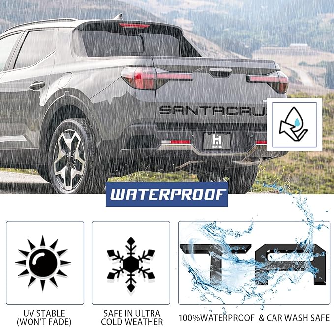 Tailgate Inserts Letters Compatible for 2022 2023 2024 2025 Santa Cruz 3D Raised & Strong Adhesive Decals Letters Rear Emblem Decal Sticker Compatible for Santa Cruz Accessories-Gloss Black