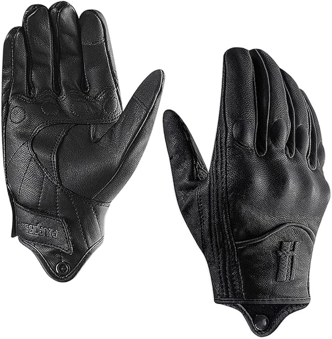 Harssidanzar Women's Motorcycle Gloves,Leather Motorcycle Gloves, Motorbike Gloves, Road Racing, Cycling, Climbing, Powersports Gloves Touchscreen GL016
