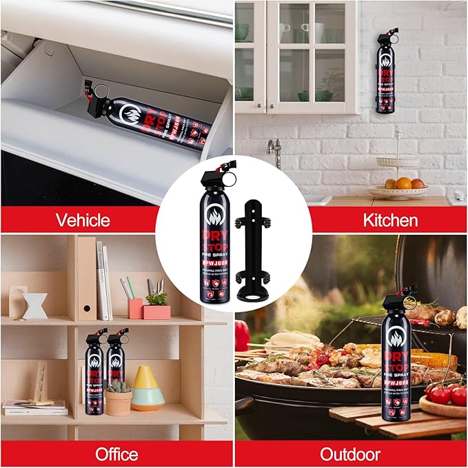 4 Pack Dry Powder Fire Extinguisher - Portable Dry Chemical Fire Extinguisher for Home, Car, Garage, Kitchen - Works on Electrical, Grease and More