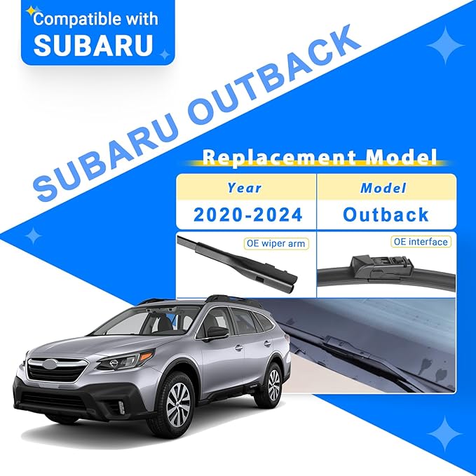 Windshield Wiper Blades Replacement for Subaru Outback 2020 2021 2022 2023 2024 Original Factory Quality Front Rear Wipers Blade Set for My Car - 26" 18" 16" (Pack of 3)