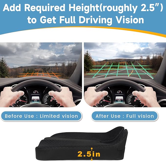 Heightening Truck Seat Cushion for Broader Vision, Car Seat Cushion for Car Seat Driver Truck Driver, Sciatica Pain Relief Pillow Tailbone Pain Relief Cushion for Long Time Driving
