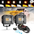 Auxbeam LED Pods 3 Inch 72W Amber Fog Light, 6 Modes Strobe Cube Pod Light Bar Dual Color Yellow Spot Flood Offroad Driving Lights Ditch Lights for Truck Car ATV