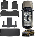 Floor Mats & Trunk Mat for Chevrolet Tahoe 2021-2024 2025-2nd Row Bucket Seat(7 Seats Version) &GMC Yukon（Not Fit XL,TPE All Weather Protection Car Floor Liners for Chevy Tahoe