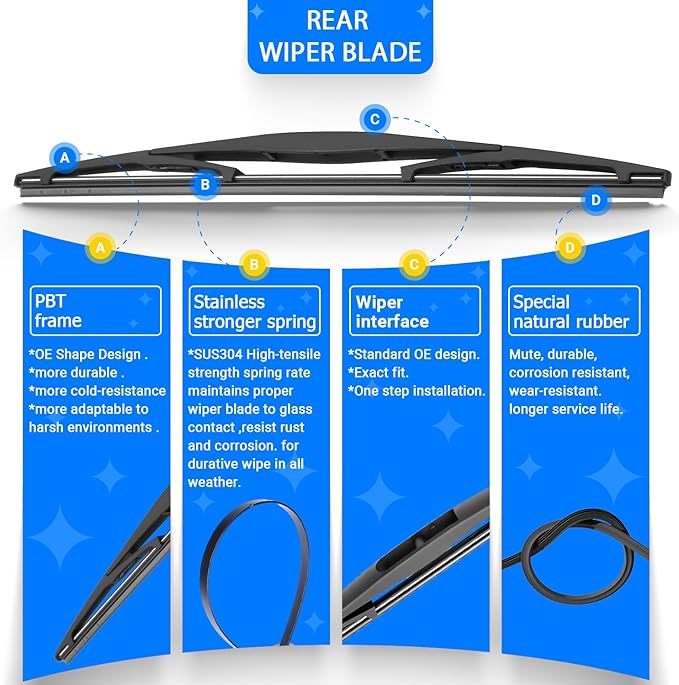 Windshield Wiper Blades Replacement for Subaru Forester 2019 2020 2021 2022 2023 2024 Original Factory Quality Front Rear Wipers Blade Set for My Car - 26" 17" 14" (Pack of 3)