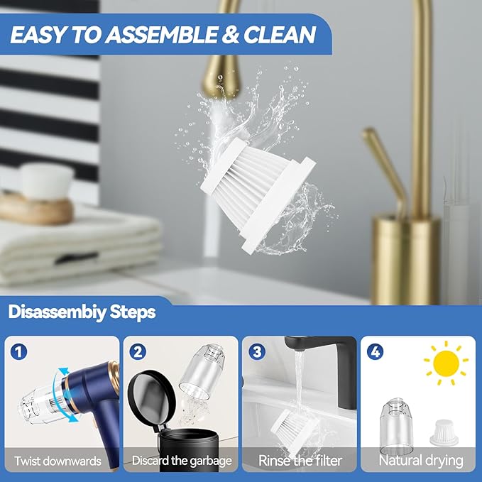 Handheld Car Vacuum Cleaner, Portable Cordless Mini Vacuums with Multi-Nozzles, High Power Dry Hand held Vacuum for Car, Computer, Sofa, Office, Pet, Home