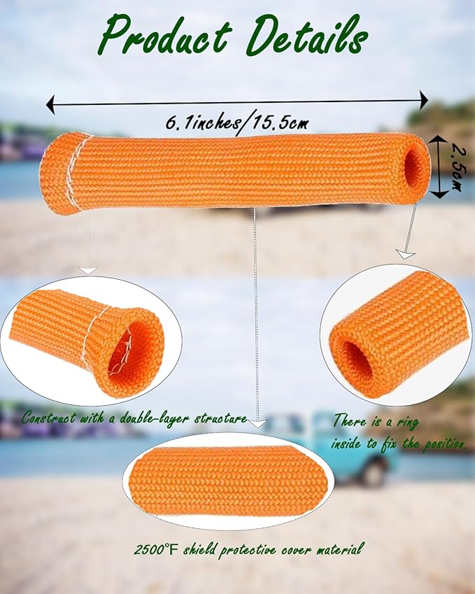 Spark Plug Wire Insulators Boot - 8 PCS 2500° Spark Plug Wire Boots Protector, 6 Inches Spark Plug Heat Sleeve Protection Cover Replacement for LS1 / LS2 SBC BBC 350 454 Car Truck, Orange