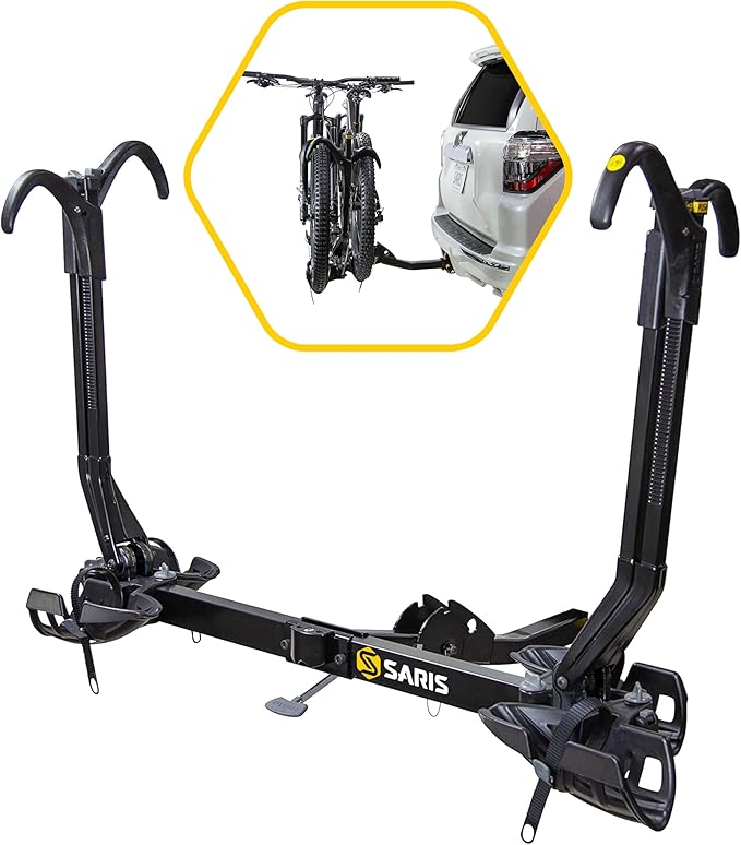 Saris SuperClamp G3 2-Bike HD Hitch Rack – Lightweight Platform Bike Carrier for Car, SUV, Truck – Tilting Design, Secure Wheel Clamping, Fits Road, Mountain, E-Bikes – 2" Hitch Receiver