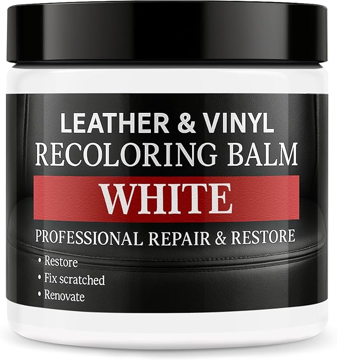 Leather Color Restorer, Leather Recoloring Balm, Scratch Remover, Leather Dye, Leather Paint, Leather Repair Kit for Furniture Couches Car Seats Shoes Bags, White